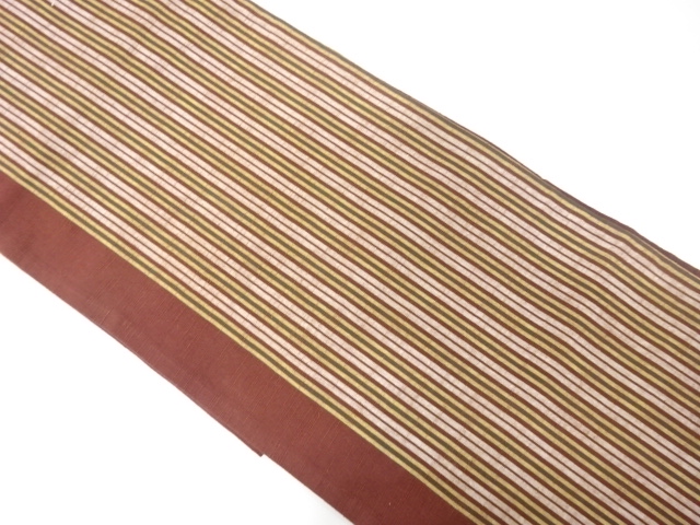 JAPANESE KIMONO / ANTIQUE FUKURO OBI / SILK / TSUMUGI / WOVEN STRIPE